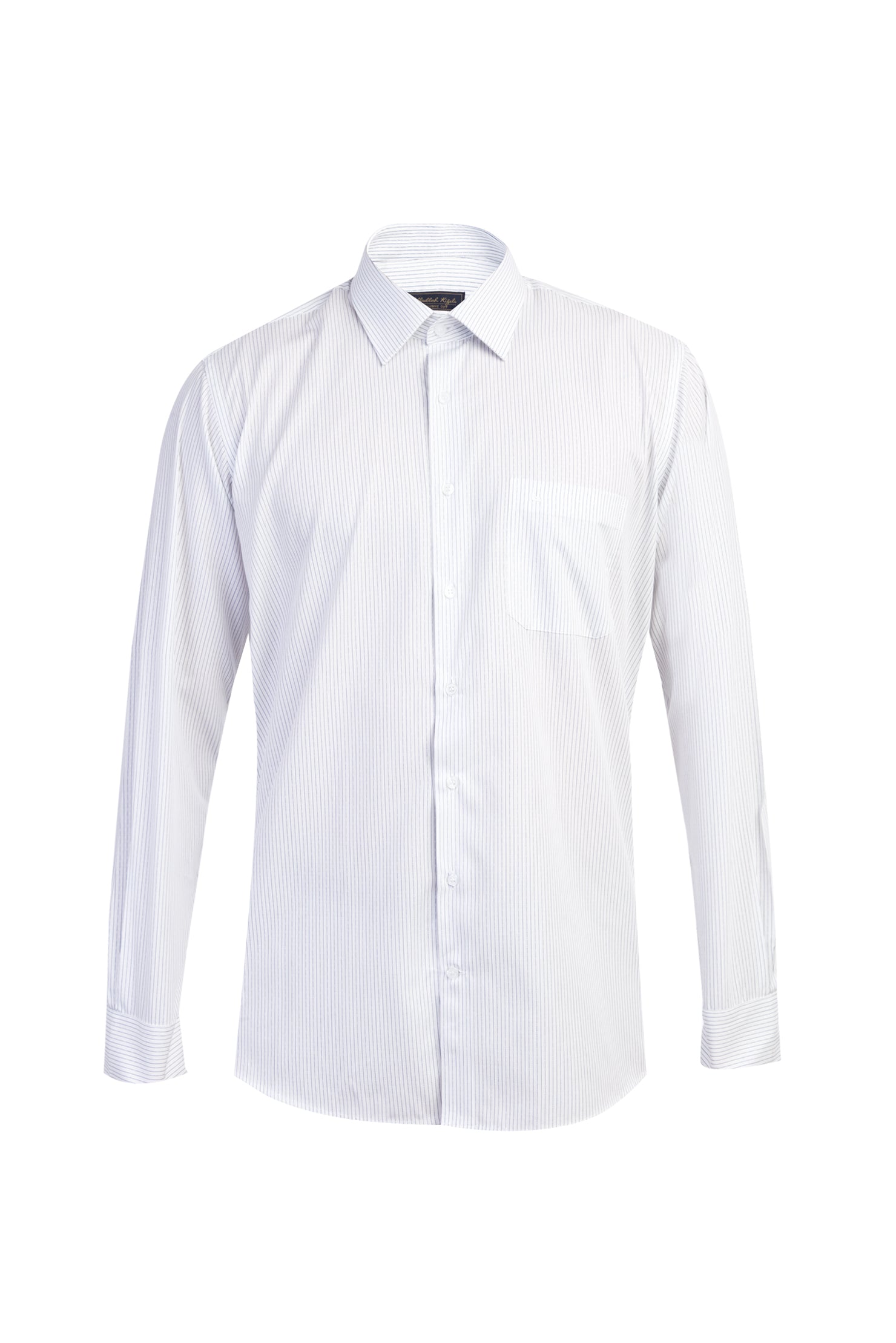 Beyaz Uzun Kol Regular Fit Çizgili Pamuk Gömlek