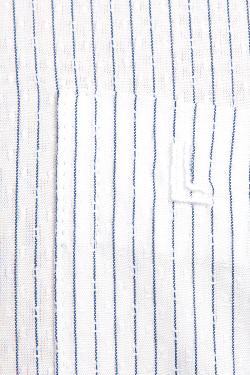 Beyaz Uzun Kol Regular Fit Çizgili Pamuk Gömlek