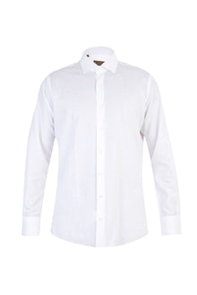 Beyaz İtalyan Uzun Kol Desenli Gömlek