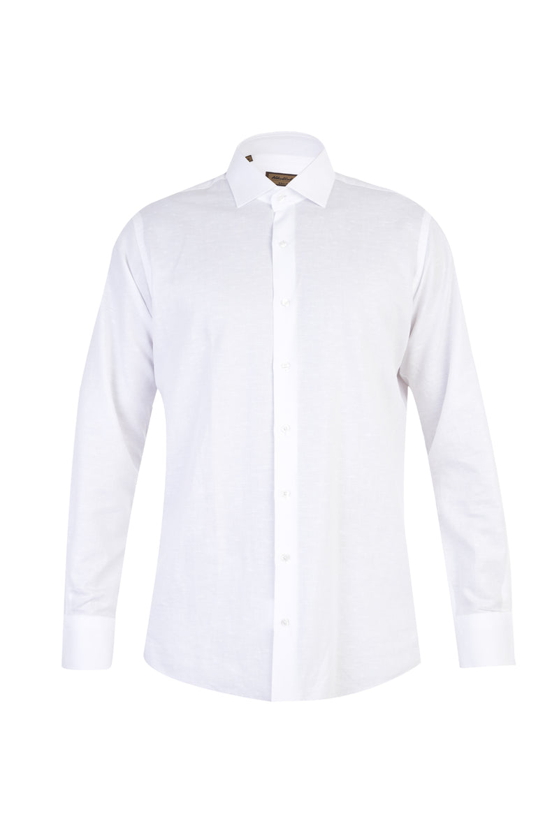 Beyaz İtalyan Uzun Kol Desenli Gömlek