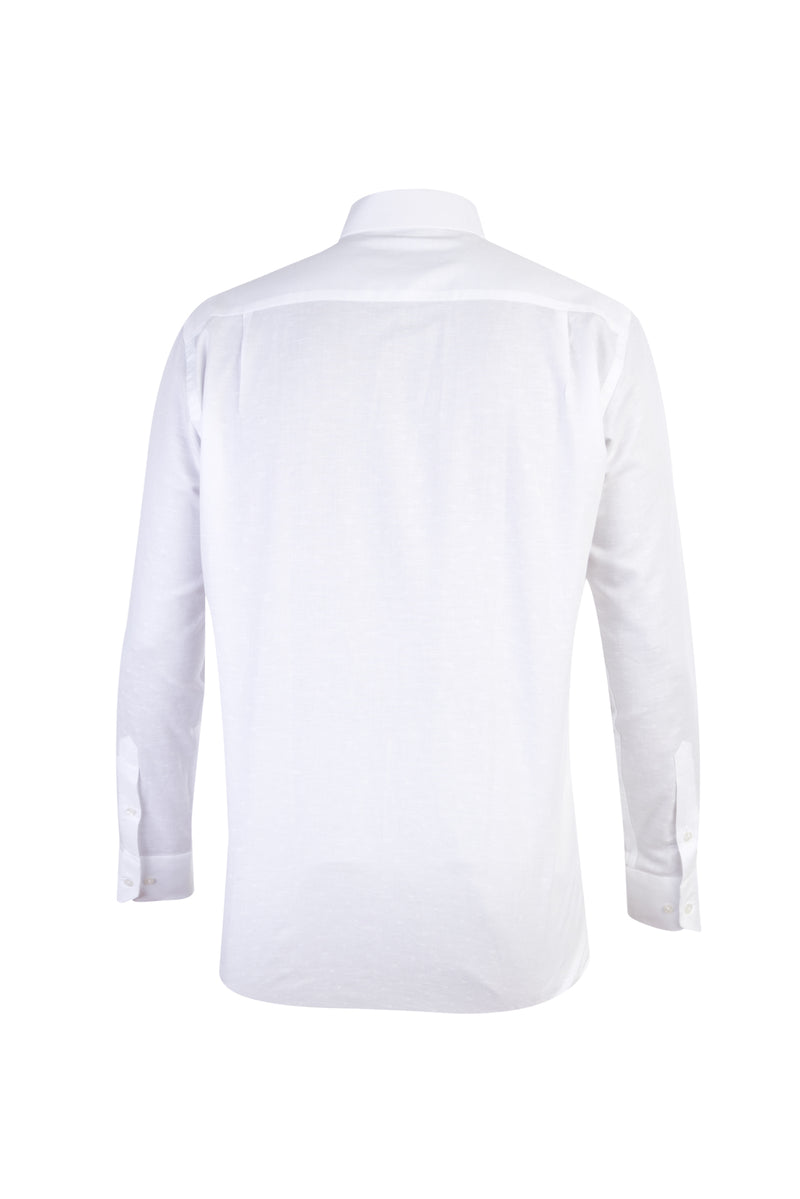 Beyaz İtalyan Uzun Kol Desenli Gömlek