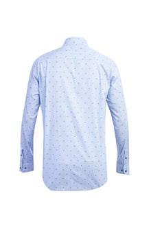 Açık Mavi Uzun Kol Desenli Klasik Pamuk Gömlek