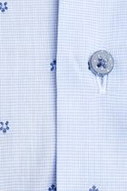 Açık Mavi Uzun Kol Desenli Klasik Pamuk Gömlek