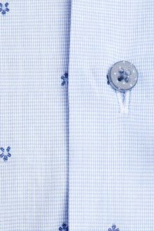 Açık Mavi Uzun Kol Desenli Klasik Pamuk Gömlek