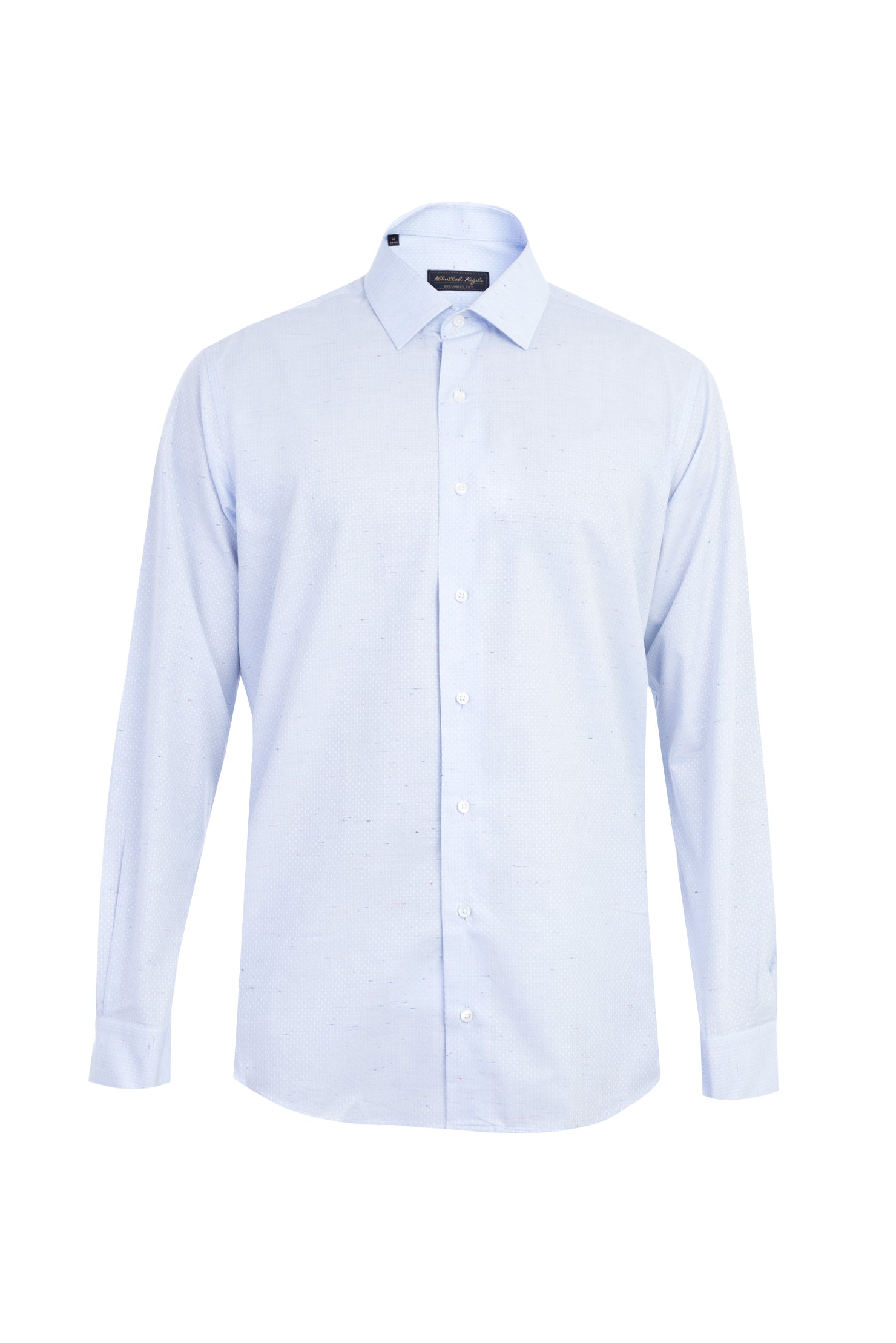 Açık Mavi Uzun Kol Desenli Pamuk Gömlek