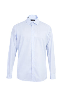 Açık Mavi Uzun Kol Desenli Pamuk Gömlek