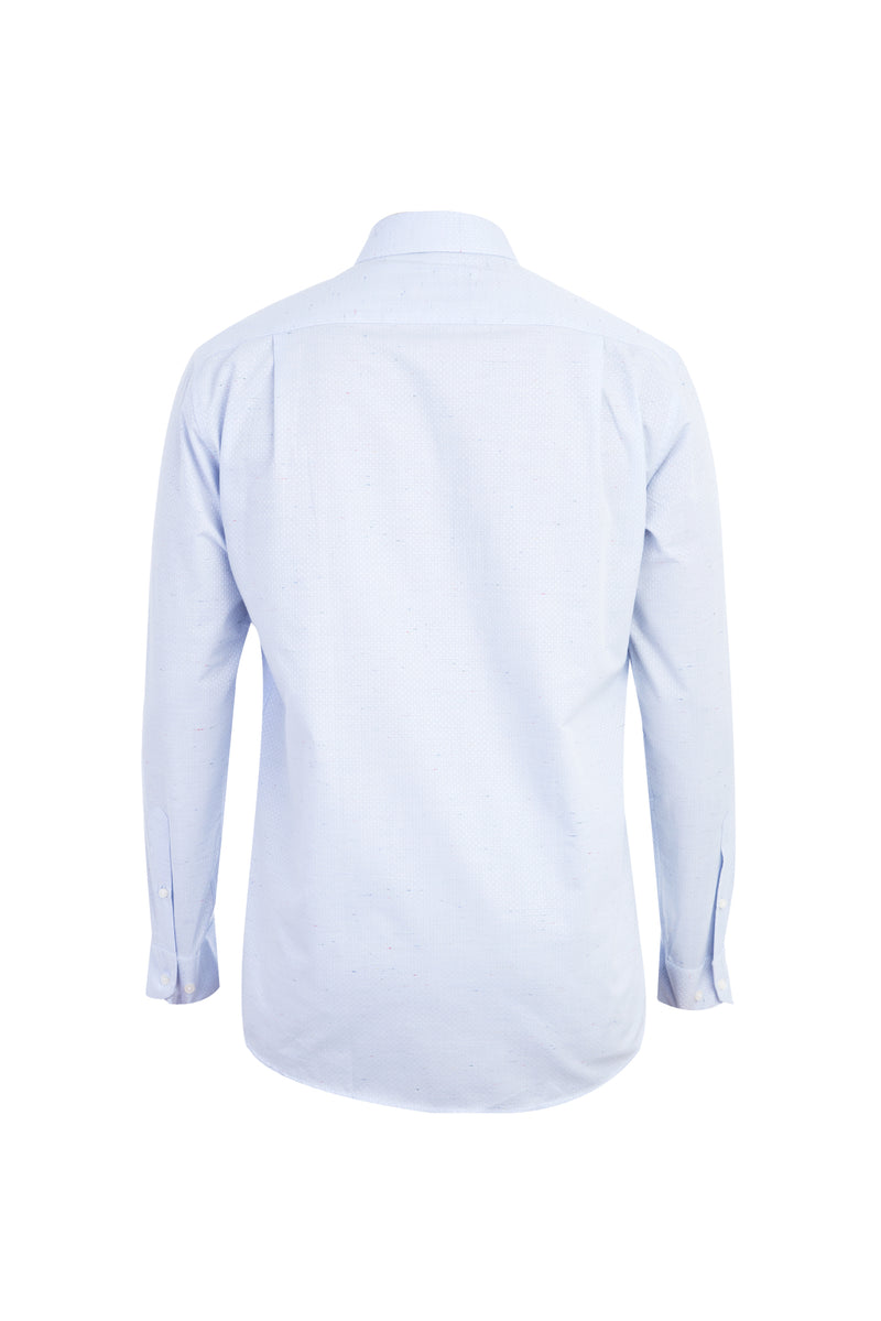 Açık Mavi Uzun Kol Desenli Pamuk Gömlek