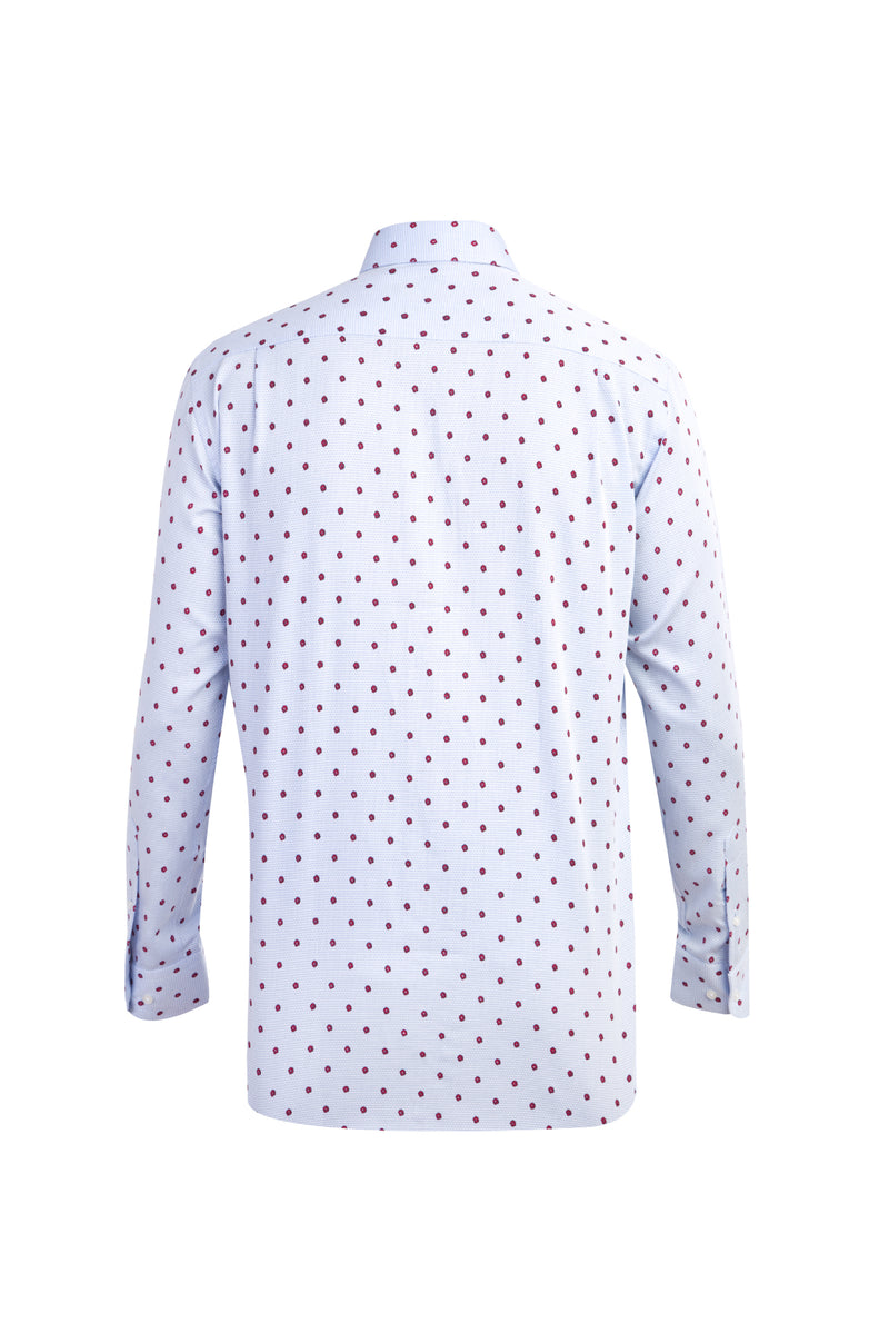 Açık Mavi Uzun Kol Desenli Pamuk Gömlek