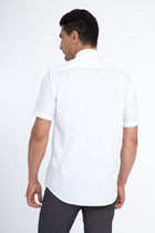 Beyaz Kısa Kol Regular Fit Desenli Pamuk Gömlek