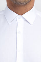 Beyaz Kısa Kol Regular Fit Desenli Pamuk Gömlek