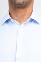 Açık Mavi Kısa Kol Regular Fit Desenli Pamuk Gömlek