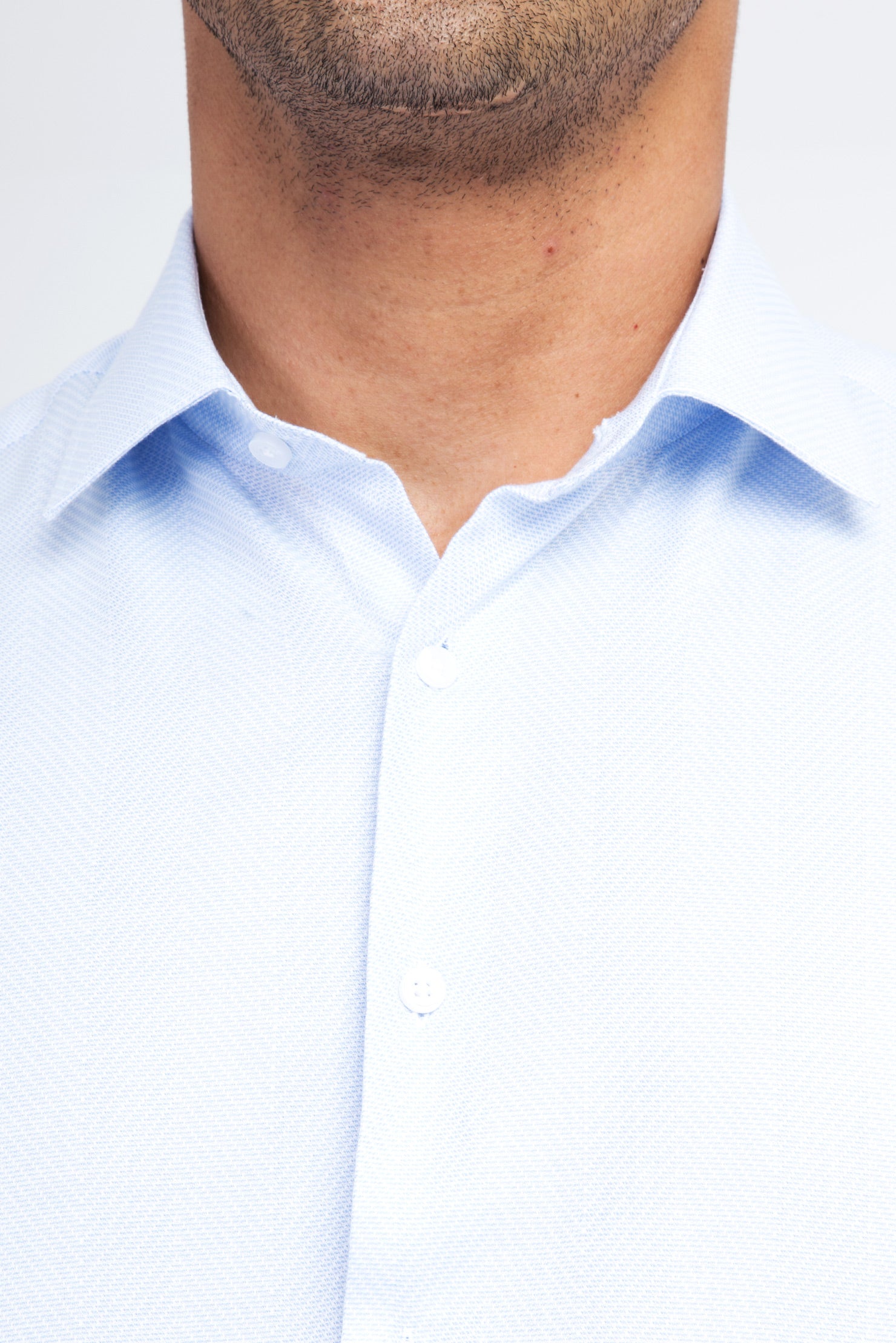 Açık Mavi Kısa Kol Regular Fit Desenli Pamuk Gömlek