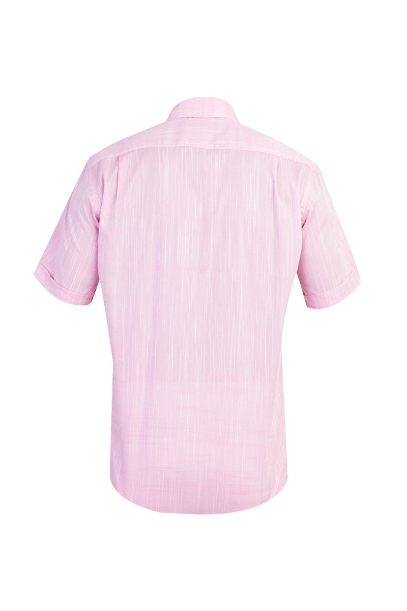 Pembe Regular Fit Kısa Kol Desenli Pamuk Gömlek