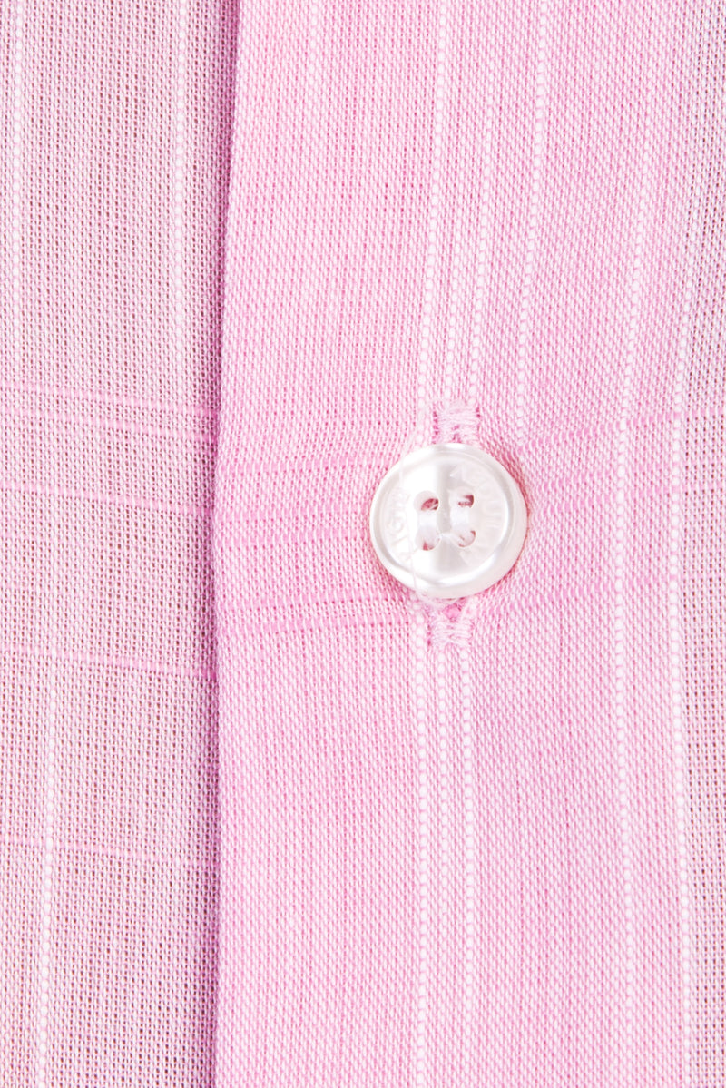 Pembe Regular Fit Kısa Kol Desenli Pamuk Gömlek