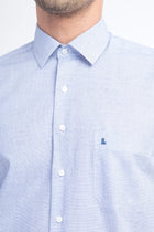 Lacivert Kısa Kol Kareli Klasik Pamuk Gömlek