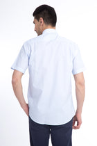 Açık Mavi Kısa Kol Kareli Klasik Pamuk Gömlek