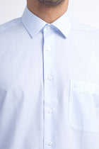 Açık Mavi Kısa Kol Kareli Klasik Pamuk Gömlek