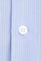 Açık Mavi Kısa Kol Çizgili Klasik Pamuk Gömlek
