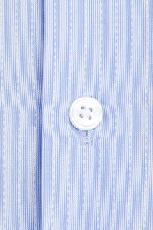 Açık Mavi Kısa Kol Çizgili Klasik Pamuk Gömlek