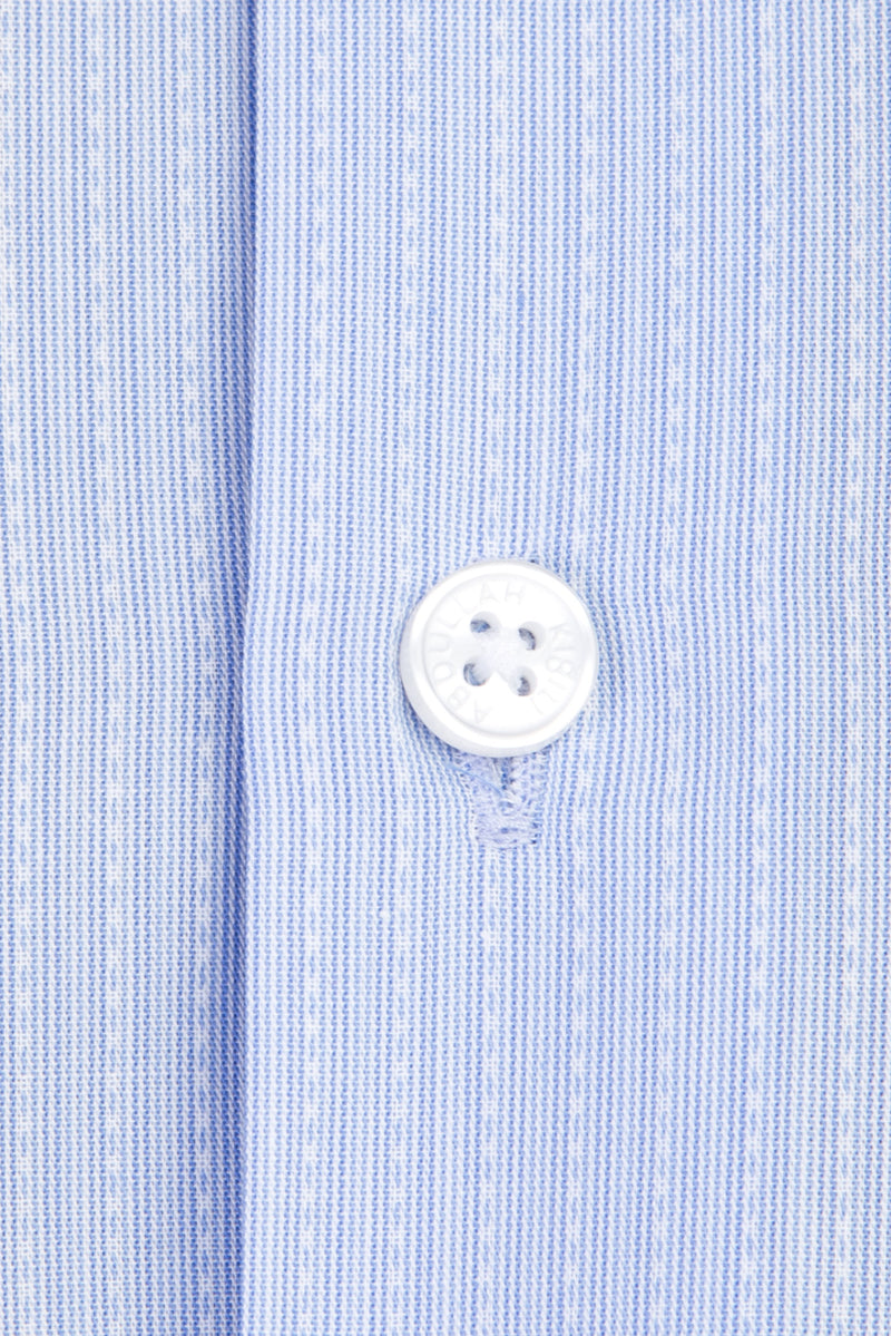 Açık Mavi Kısa Kol Çizgili Klasik Pamuk Gömlek