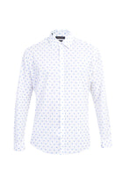 Beyaz Uzun Kol Desenli Slim Fit Dar Kesim Pamuk Gömlek