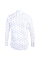 Beyaz Uzun Kol Desenli Slim Fit Dar Kesim Pamuk Gömlek