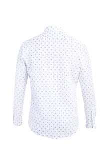 Beyaz Uzun Kol Desenli Slim Fit Dar Kesim Pamuk Gömlek