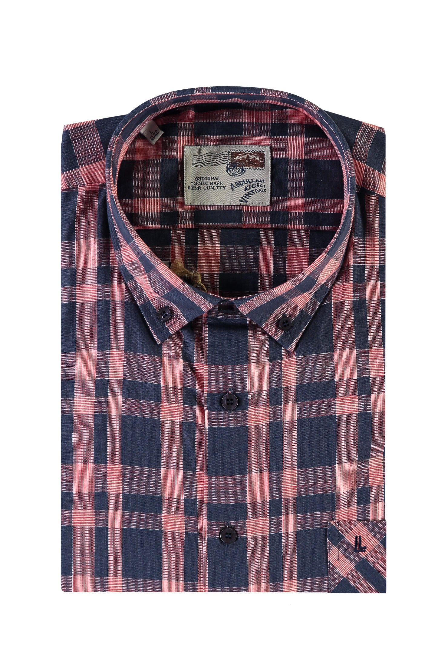 Kırmızı Kısa Kol Ekose Spor Pamuk Gömlek