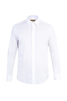 Beyaz Uzun Kol Kolay Ütülenir Slim Fit Dar Kesim Pamuk Gömlek