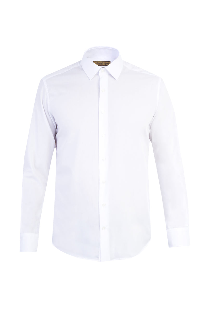Beyaz Uzun Kol Kolay Ütülenir Slim Fit Dar Kesim Pamuk Gömlek