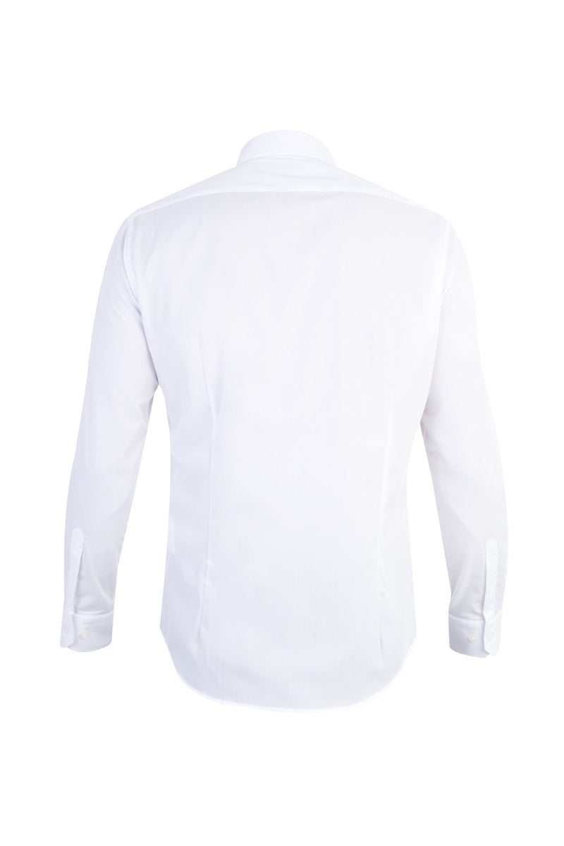 Beyaz Uzun Kol Kolay Ütülenir Slim Fit Dar Kesim Pamuk Gömlek