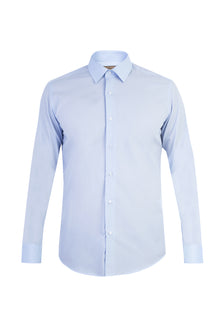 Açık Mavi Uzun Kol Kolay Ütülenir Slim Fit Dar Kesim Pamuk Gömlek