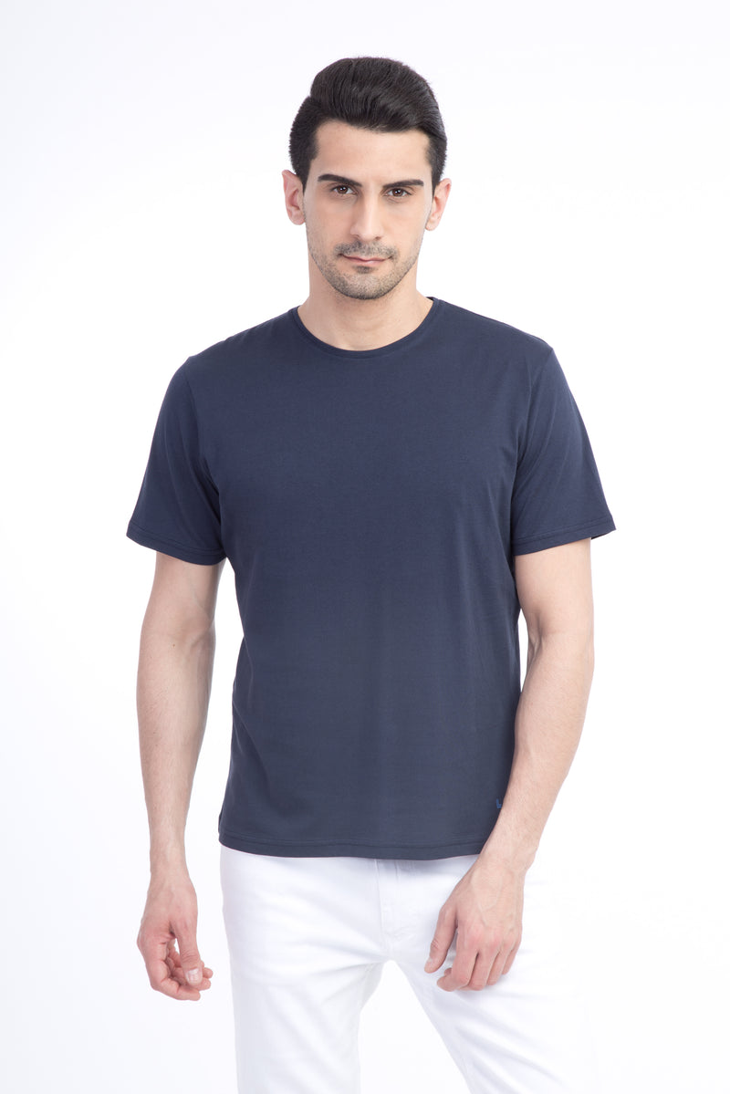 Lacivert Bisiklet Yaka Regular Fit T-shirt