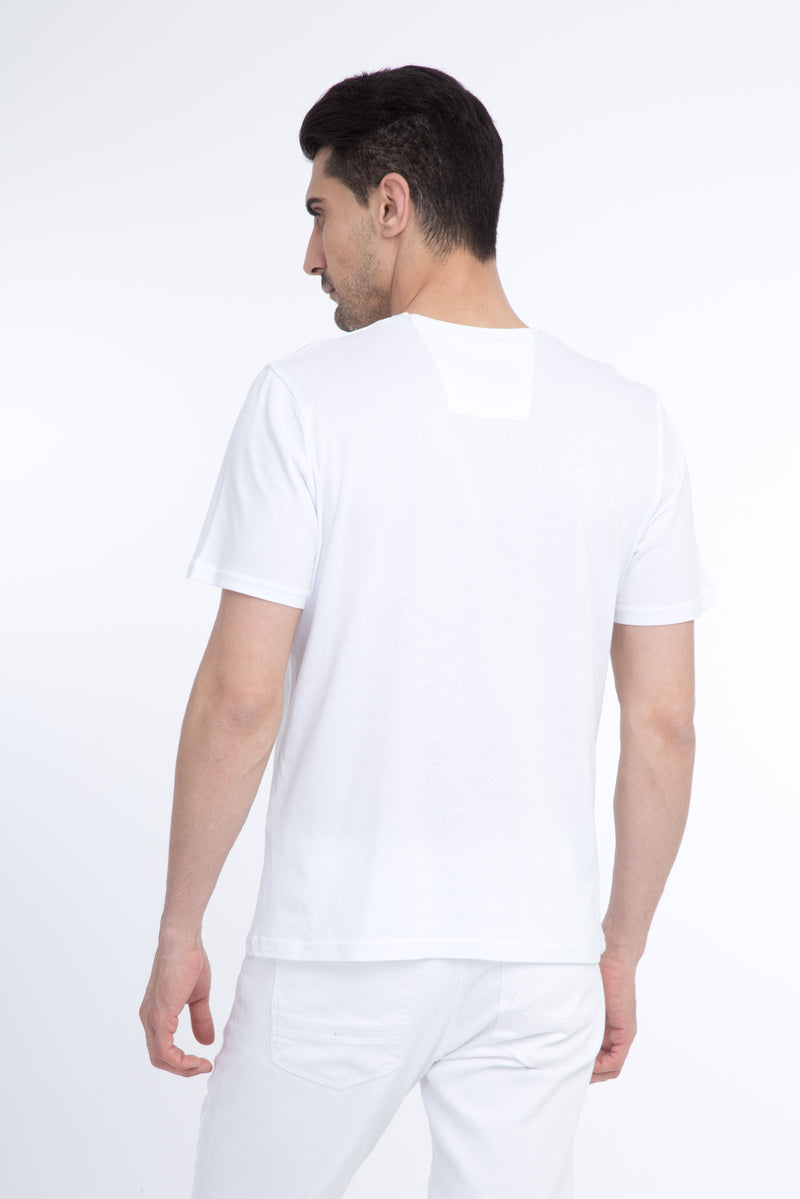 Beyaz Bisiklet Yaka Regular Fit T-shirt