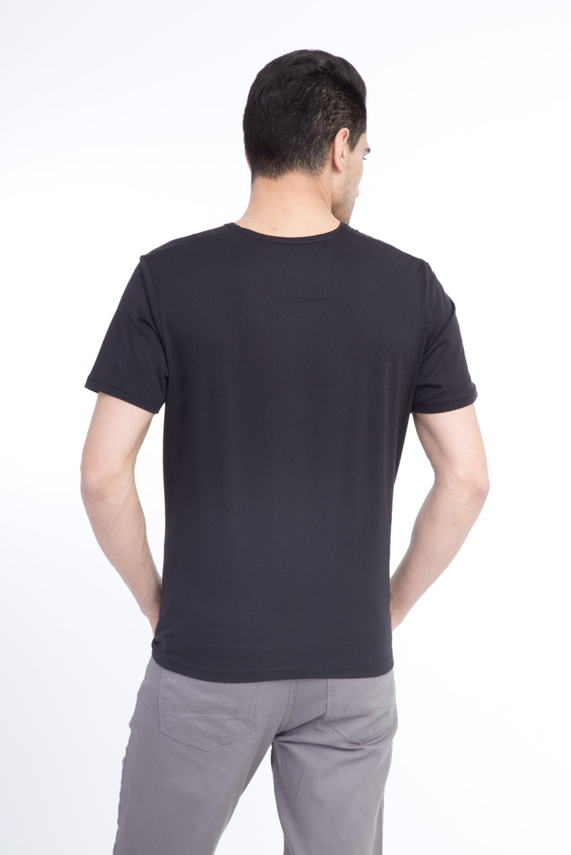 Siyah V Yaka Regular Fit T-shirt