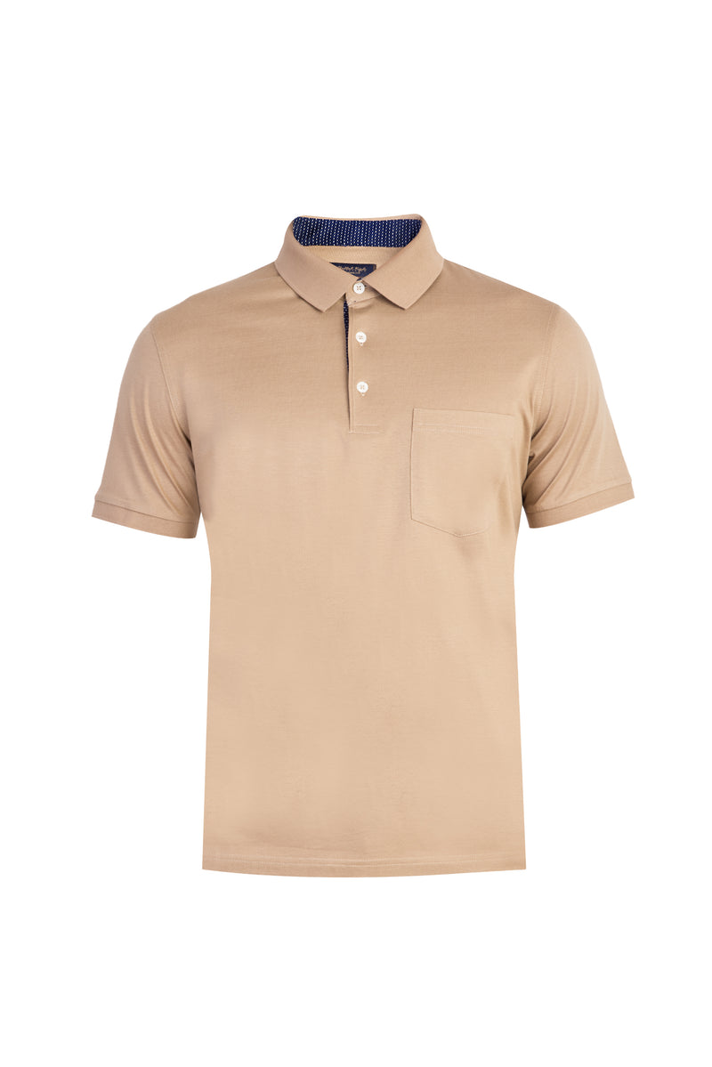 Bej Regular Fit Süprem Polo Yaka Pamuk T-shirt
