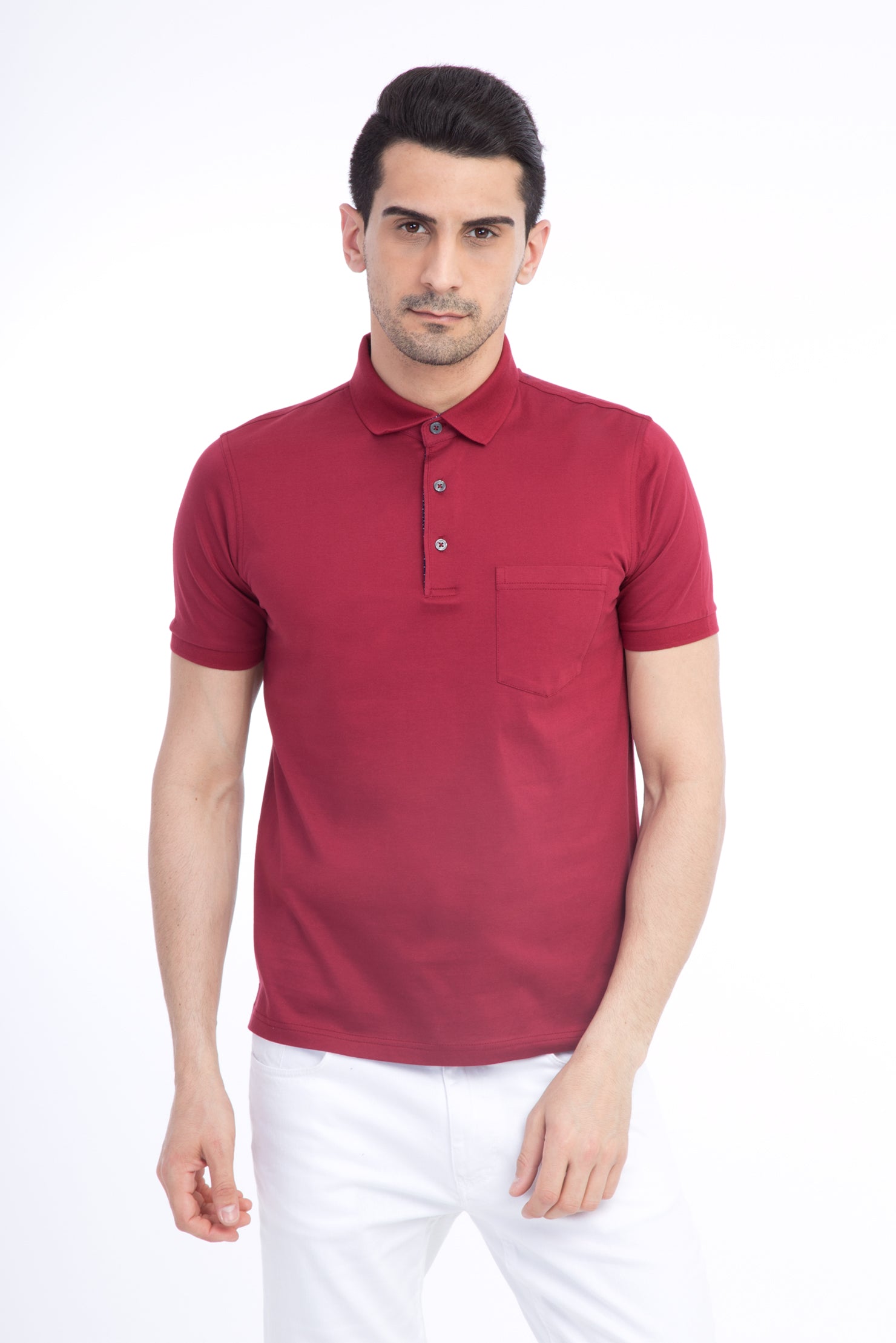 Bordo Regular Fit Süprem Polo Yaka Pamuk T-shirt-Abdullah Ki??l?