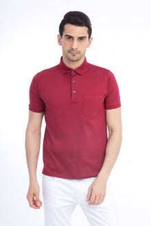 Bordo Regular Fit Süprem Polo Yaka Pamuk T-shirt-Abdullah Ki??l?