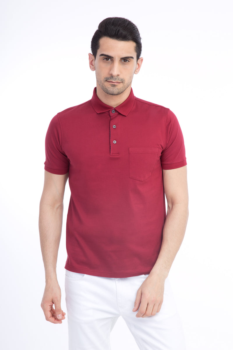 Bordo Regular Fit Süprem Polo Yaka Pamuk T-shirt