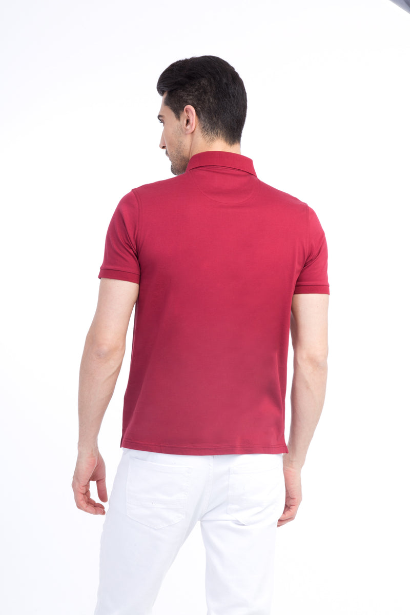Bordo Regular Fit Süprem Polo Yaka Pamuk T-shirt