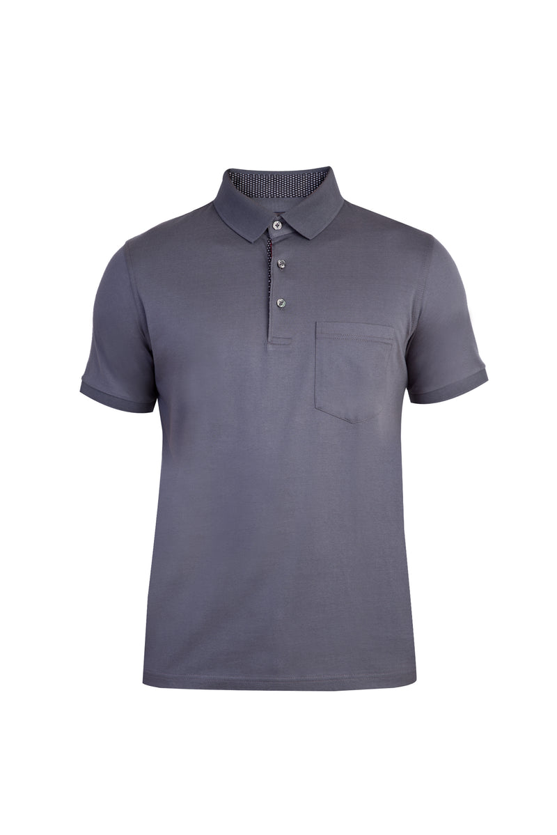 Antrasit Regular Fit Süprem Polo Yaka Pamuk T-shirt