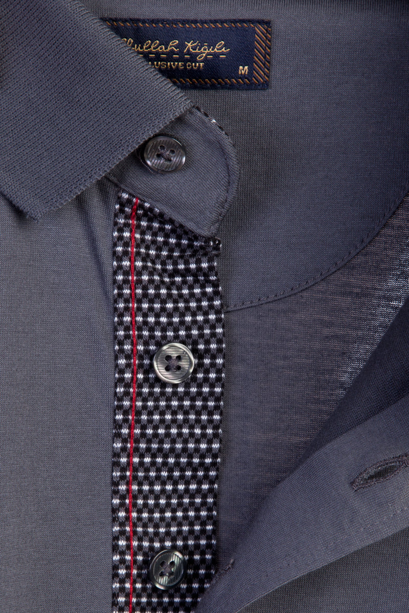 Antrasit Regular Fit Süprem Polo Yaka Pamuk T-shirt