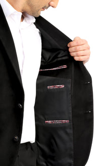 Siyah Slim Fit Dar Kesim Kadife Pamuk Ceket