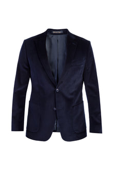 Lacivert Slim Fit Dar Kesim Kadife Pamuk Ceket