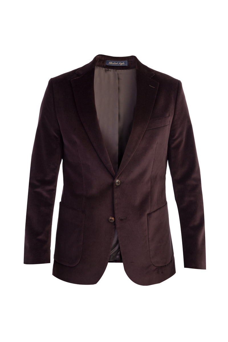 Kahve Slim Fit Dar Kesim Kadife Pamuk Ceket