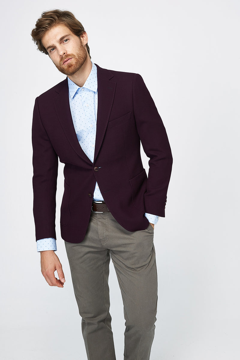 Bordo Spor Yün Ceket