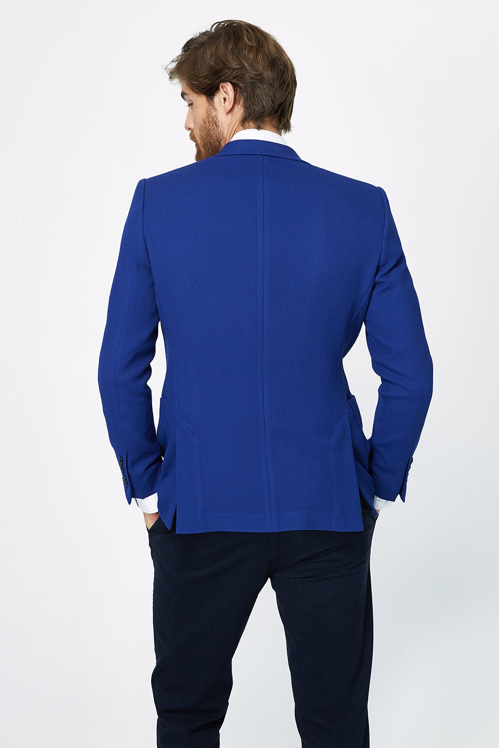 Koyu Mavi 4 Drop Relaxed Fit Rahat Kesim Spor Yün Ceket-Abdullah Ki??l?