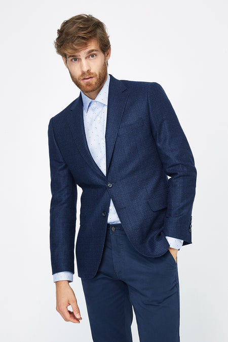 Lacivert 7 Drop Slim Fit Dar Kesim ?talyan Ka?mir Ceket-Abdullah Ki??l?