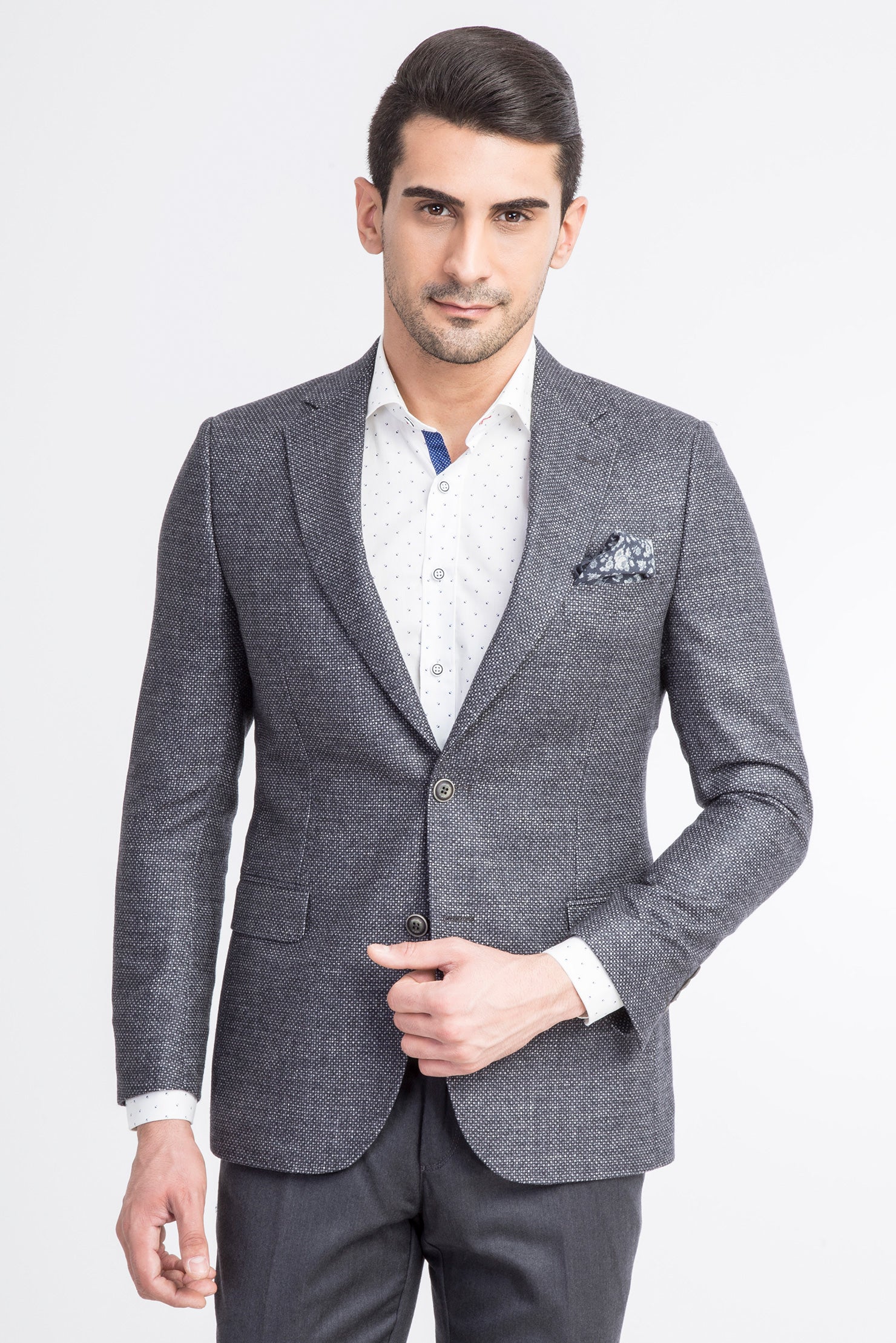 Orta Füme Regular Fit İtalyan Kaşmir Ceket