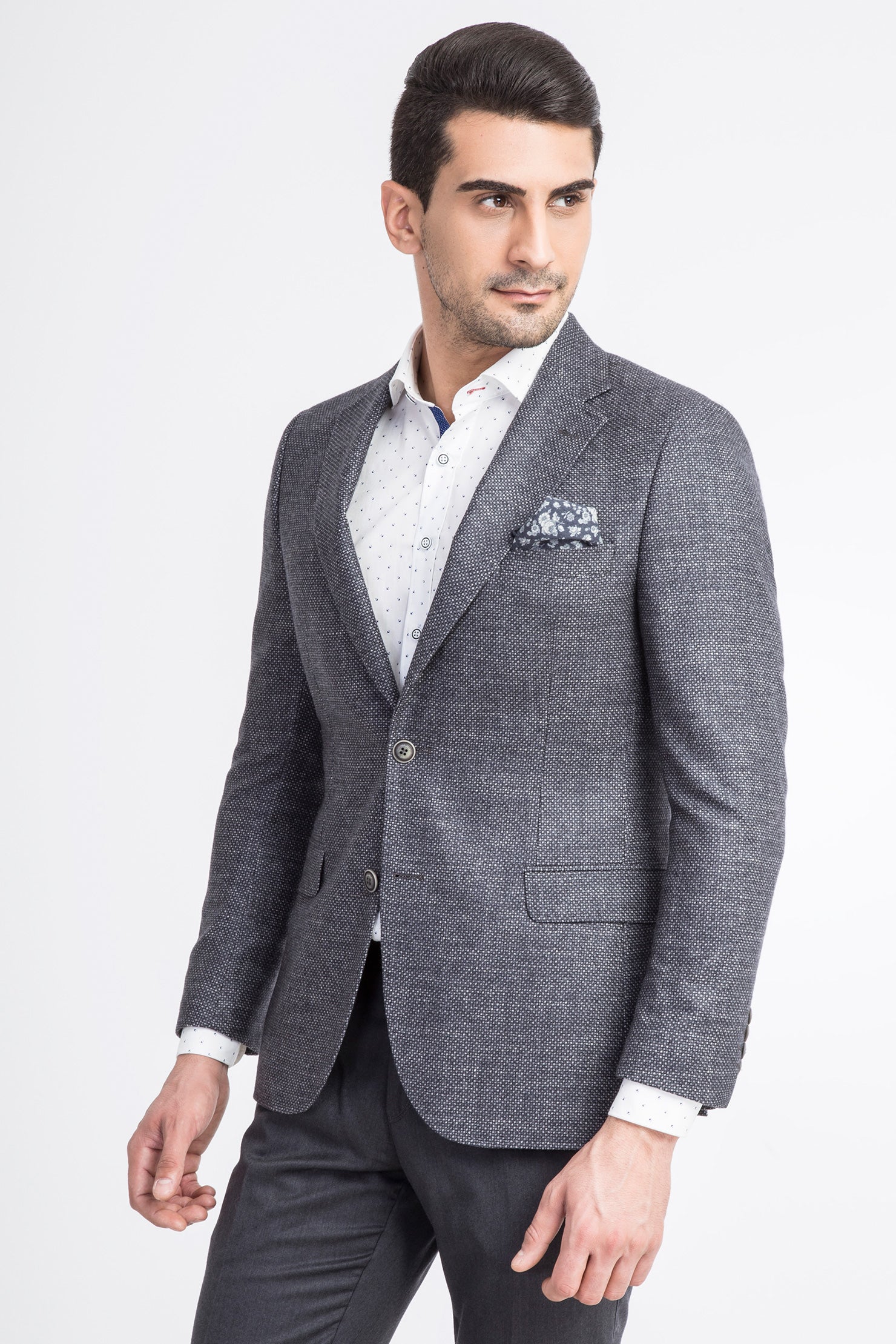 Orta Füme Regular Fit İtalyan Kaşmir Ceket